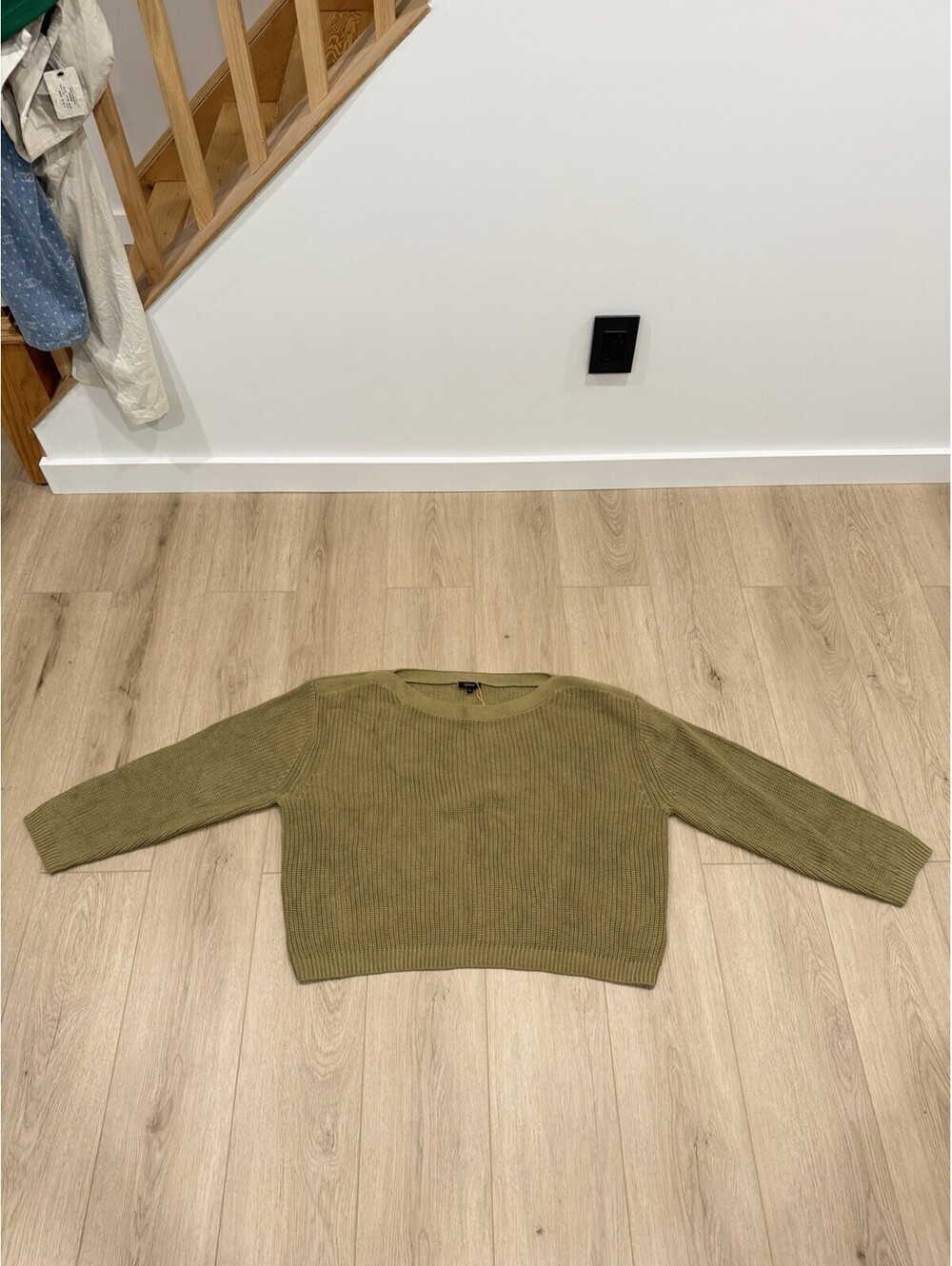 NWT QUINCE Organic Cotton Fisherman Sweater XL Herb Green Boatneck Oversize